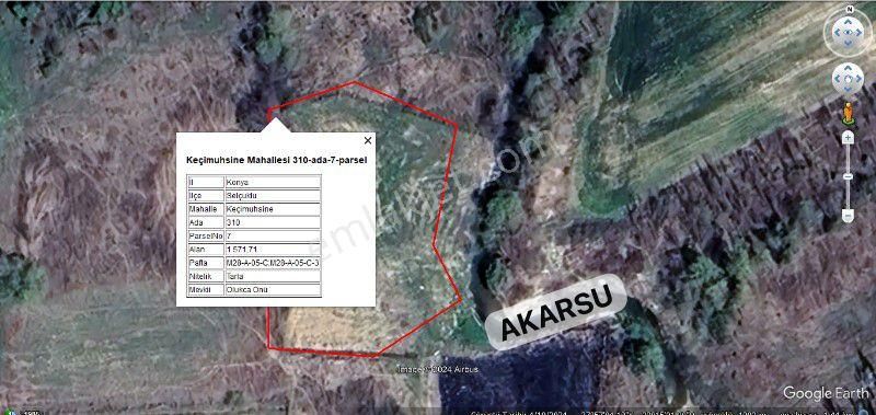 Selçuklu Küçükmuhsine Satılık Bağ & Bahçe Akarsuya Cephe Yolu Açık Zemini Düz Satılık Bahçe