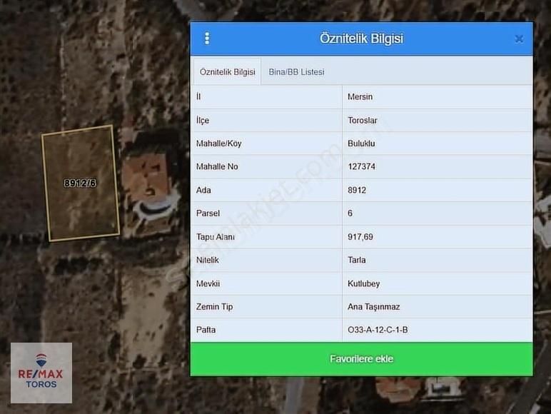 Toroslar Buluklu Satılık Tarla Remax Toros'tan Buluklu'da Şehir Manzaralı Villa Arsası 2