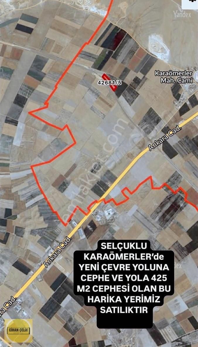 Selçuklu Karaömerler Satılık Tarla Karaömerler Çevre Yoluna 425 M2 Cephesi Olan Harika Arazi