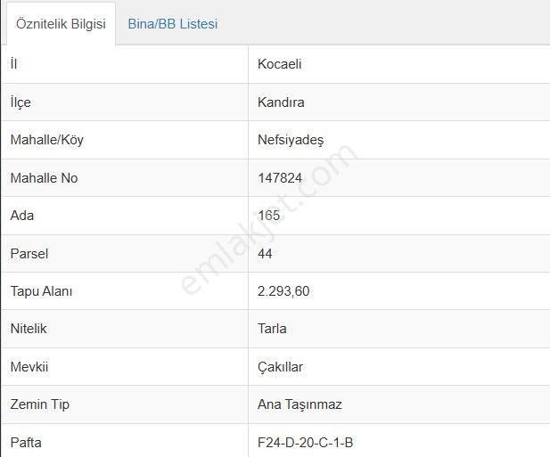 Kandıra Esentepe Satılık Tarla Kandıra Nefsiyadeş (esentepe) 2293 M2 Yola 2.parsel