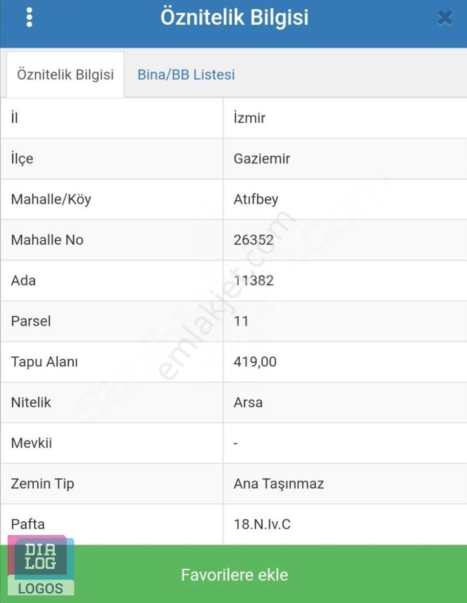 Gaziemir Fatih Satılık Konut İmarlı Sarnıçta Köşe Konumda İmarlı Arsa