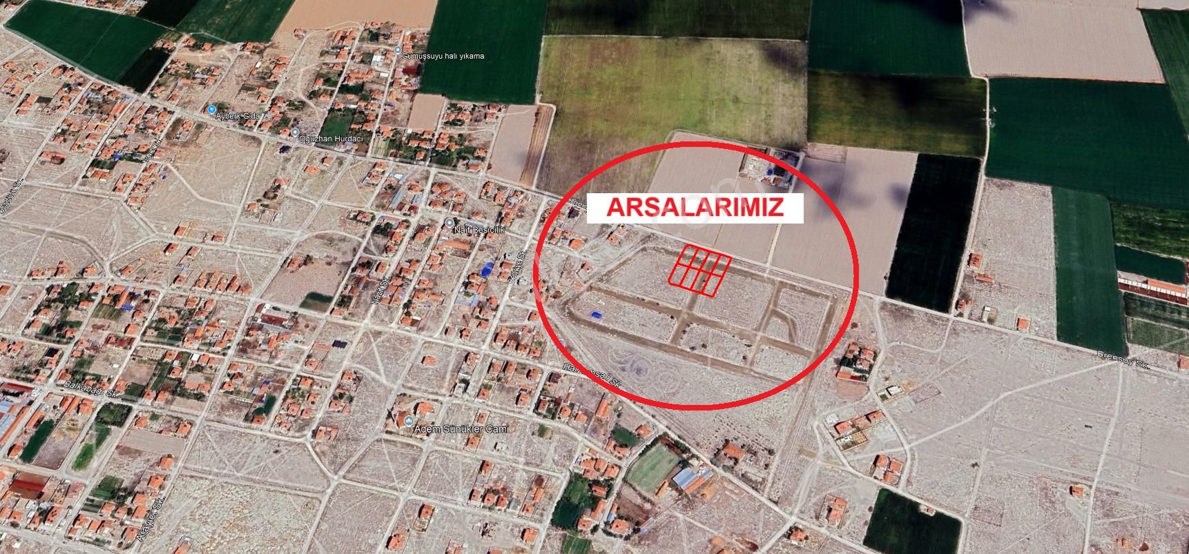 Karatay Saraçoğlu Satılık Konut İmarlı Saraçoğlu'nda Villa - Apartman Sitesi Yapmaya Uygun Müstakil Parseller