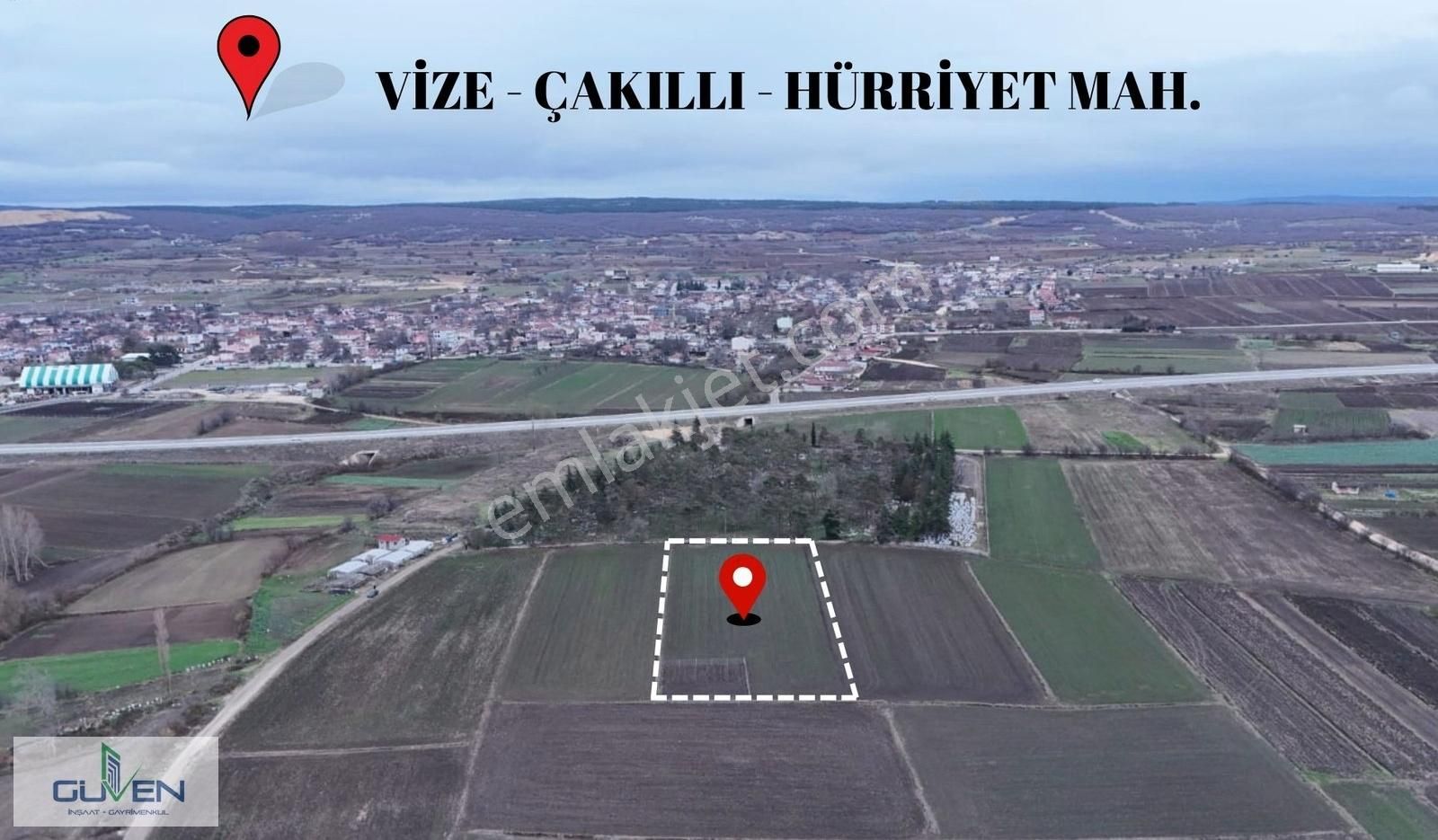 Vize Çakıllı Bld. (Cumhuriyet) Satılık Tarla Güven'den Vize Çakıllı'da 300m² İmar İçi Hisseli Parseller....