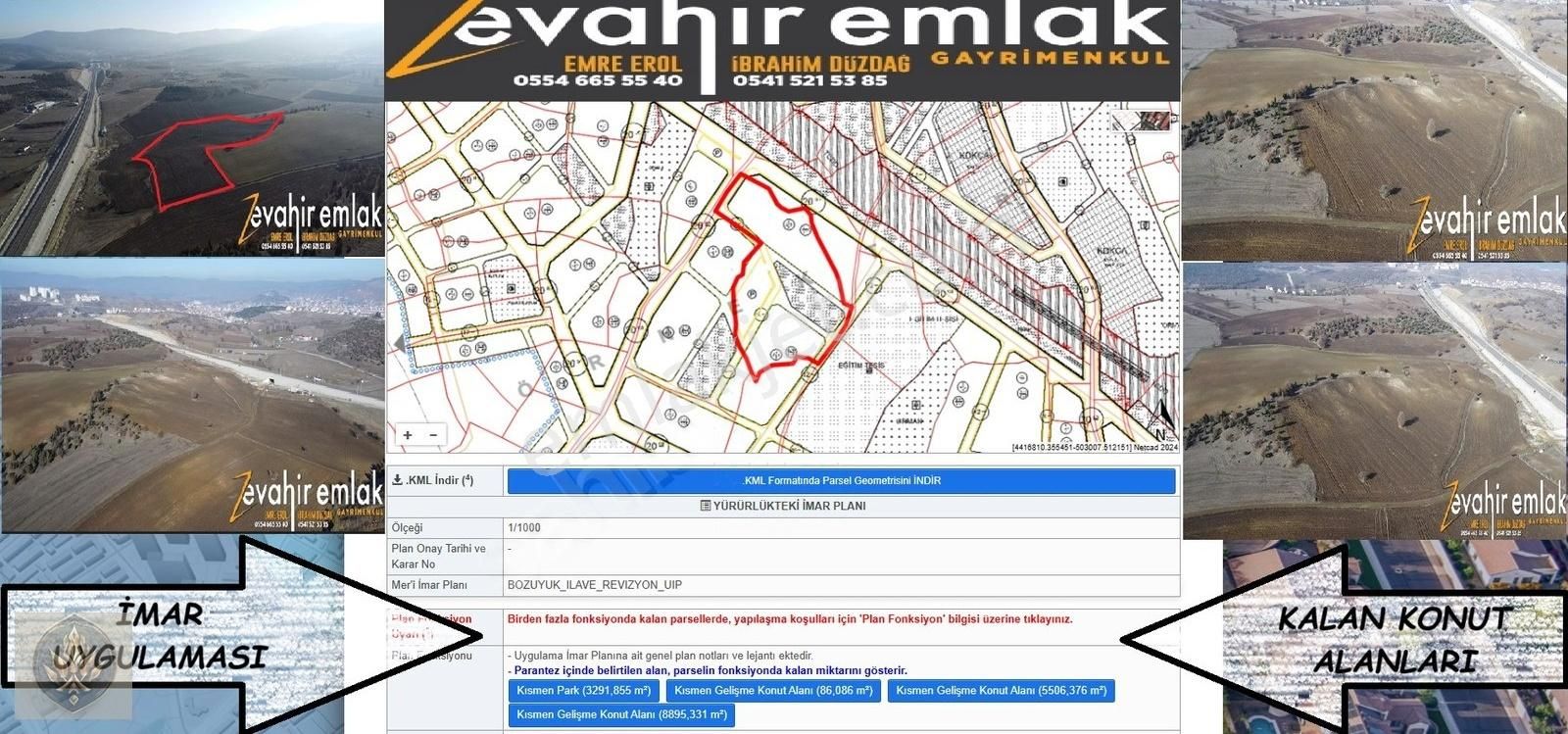 Bozüyük Yenidoğan Satılık Konut İmarlı Bozüyük Çarşı Mahalle Villa +3 Kat Konut İmarlı 17.200 M2