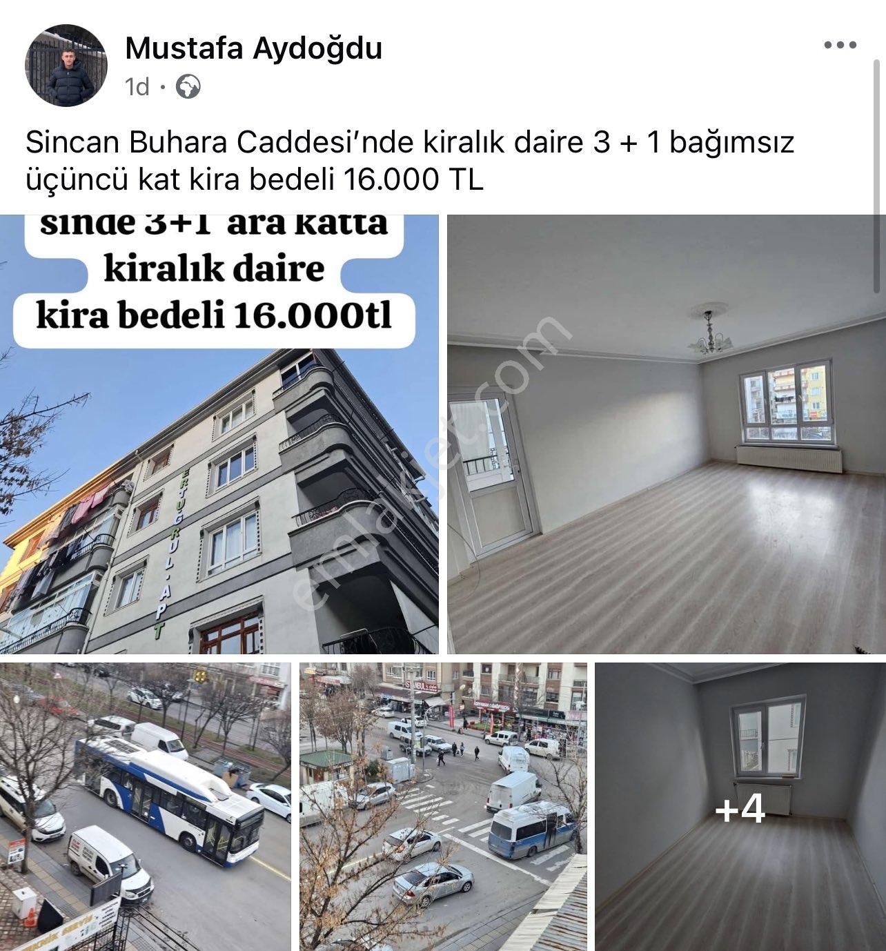 Sincan Pınarbaşı Satılık Dükkan & Mağaza Ankara Sincan Buhara Caddesi Üzeri 3 + 1 Ara Katta Kiralık Daire