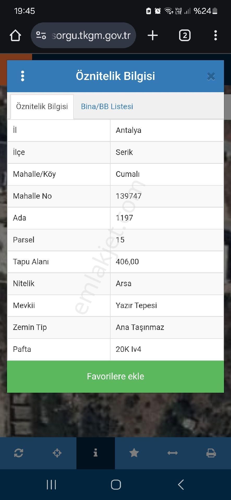 Serik Merkez Satılık Konut İmarlı Antalya/serik Satılık Arsa