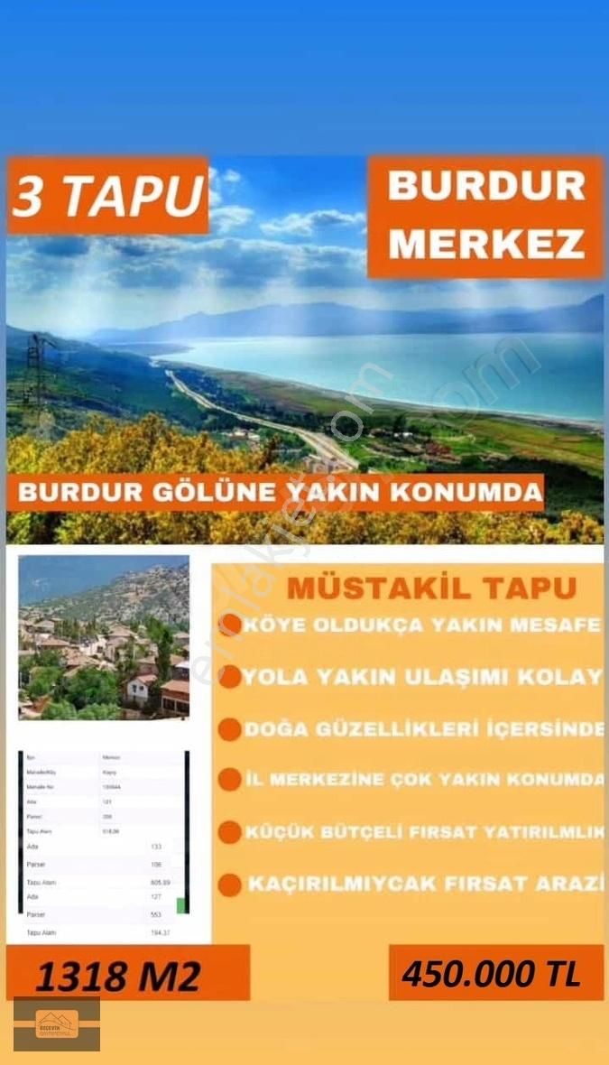 Burdur Merkez Kayış Köyü Satılık Tarla Bursa Firmamızdan İl Dışı Yatırım Fırsatı!! Burdur 'da 1318 M2