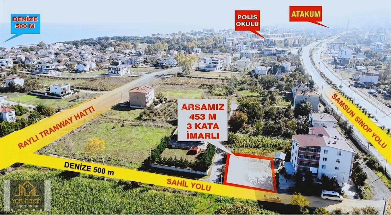 Atakum Güzelyurt Satılık Konut İmarlı Atakum Çatalçam Da 453 M İmarlı Arsa Denize 500 M