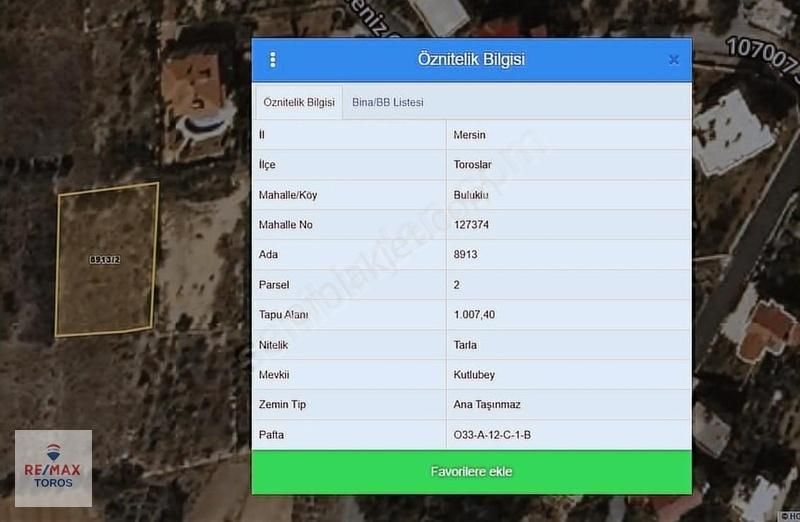 Toroslar Buluklu Satılık Tarla Remax Toros'tan Buluklu'da Şehir Manzaralı Villa Arsası 3