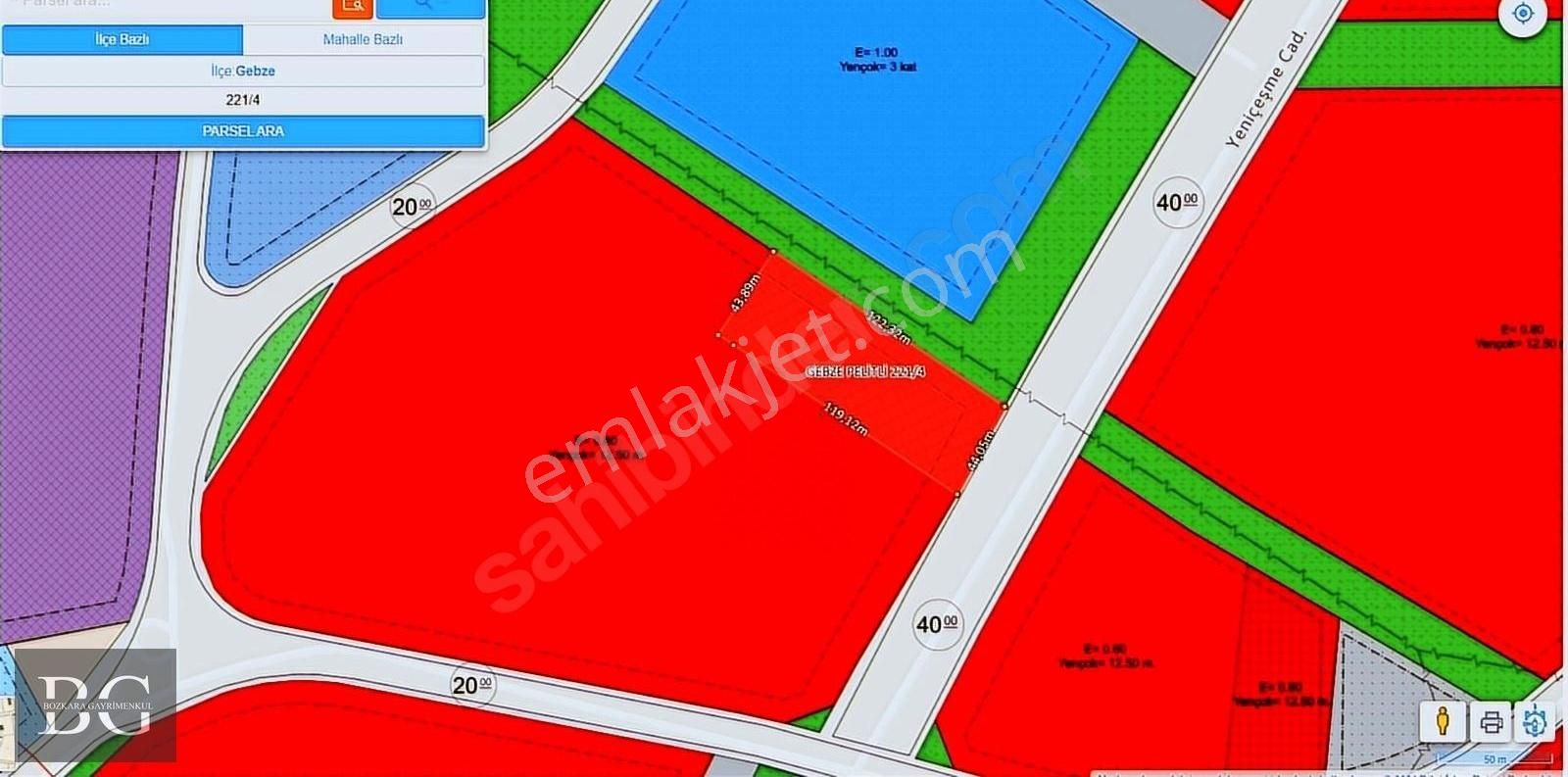 Gebze Pelitli Satılık Sanayi İmarlı Pelitlide Satılık 5.500 M2 0.60 İmarlı Sanayi Arsası