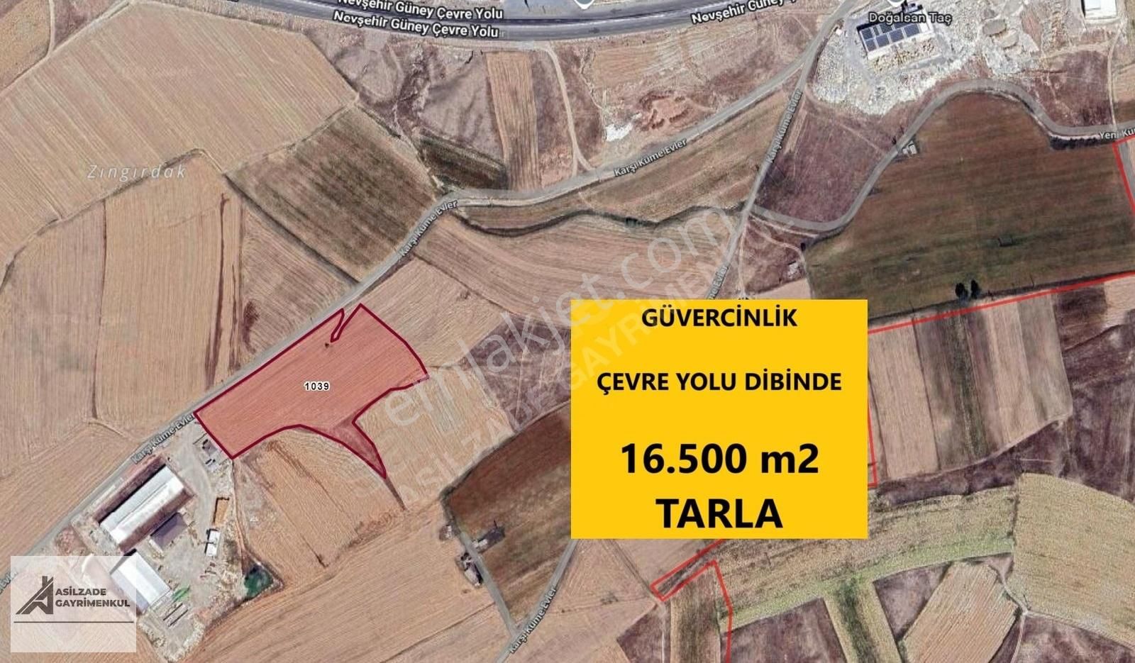 Nevşehir Merkez Güvercinlik Köyü (Aşağı) Satılık Tarla Asilzade ' Den Güvercinlik'te Satılık Tarla 16.500 M2