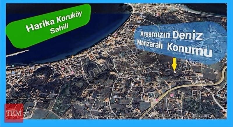 Çınarcık Koru Bld. (Cumhuriyet) Satılık Villa İmarlı Koruköy'de İmarlı Deniz Manzaralı Arsa.