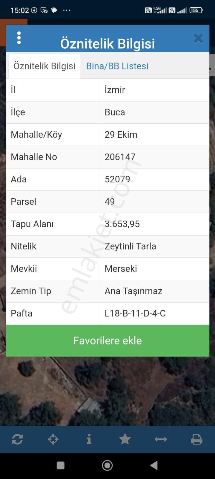 Buca 29 Ekim Satılık Tarla Tek Tapu Buca Kaynaklar 3650 Mkiçinde 2 Kat Ev Olan Tarla