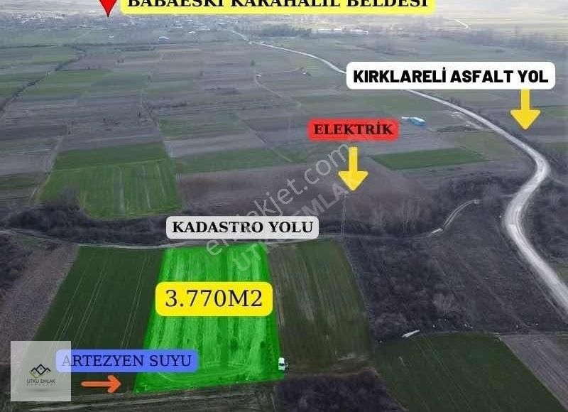 Babaeski Karahalil Bld. (Halilpaşa) Satılık Tarla Babaeski Karahalil Beldesinde Köydibi 3770 M2 Satılık Bahçe