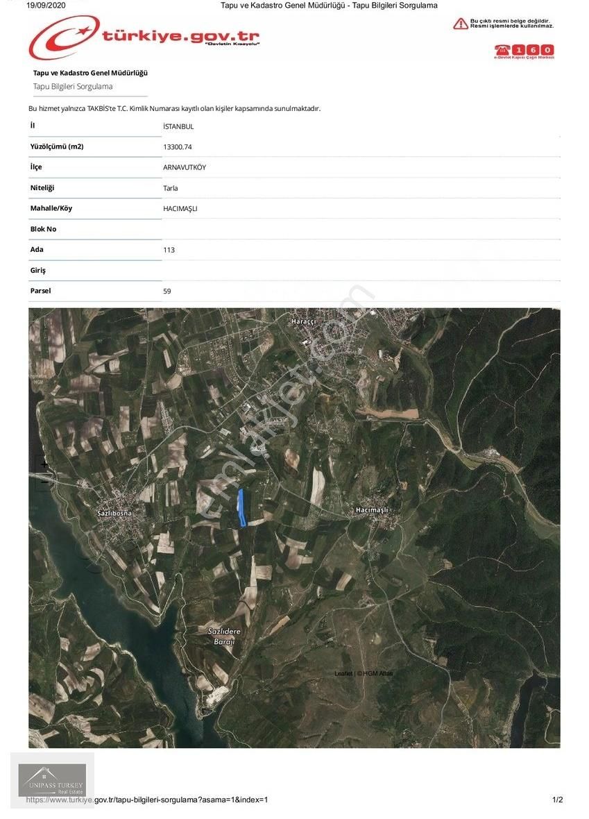 Arnavutköy Hacımaşlı Satılık Tarla Arnavutköy Hacımaşlıda Kadastrol Yolu Olan Hisseli 415 M2 Arsa