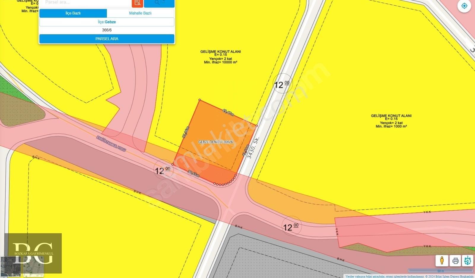 Gebze Denizli Satılık Villa İmarlı Denizli Köyünde Asfalt Yola Cephe 2.700 M2 Villa İmarlı Arsa