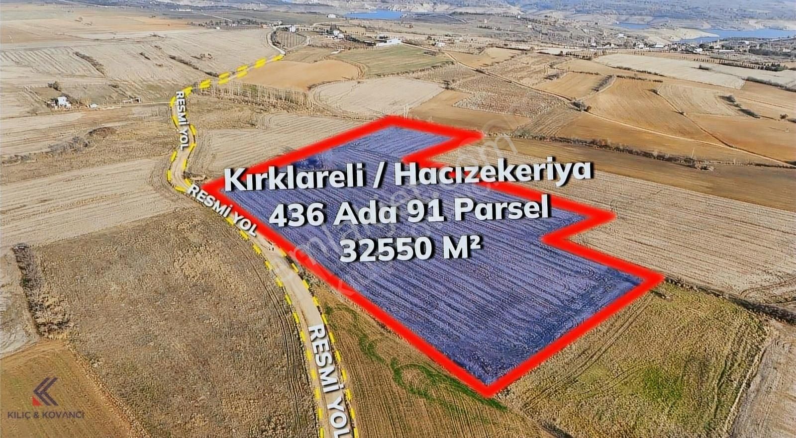 Kırklareli Merkez Doğu Satılık Tarla Kılıç Kovancı Merkez Hacızekeriya 32550m² Satılık Tarla