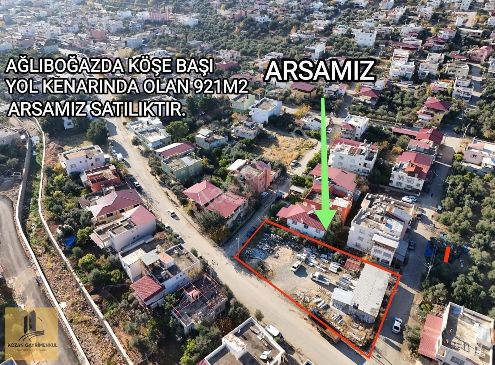 Kozan Ağlıboğaz Satılık Konut İmarlı Kozan Gayrimenkul'den Ağlıboğazda Köşebaşı 921 M² Ticari Arsa