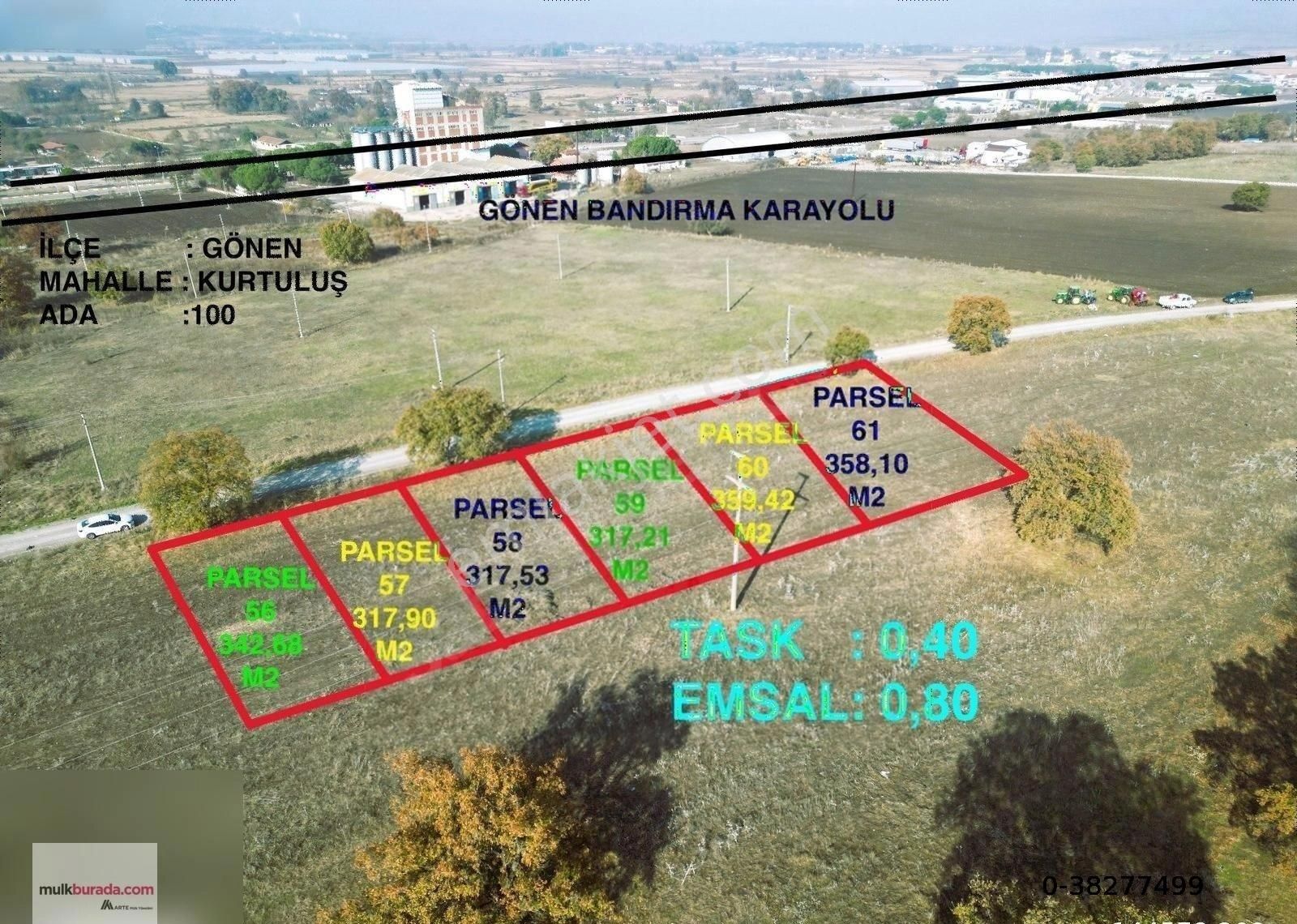 Gönen Kurtuluş Satılık Konut İmarlı Arte' Den 6 Adet Yanyana İmarlı Arsa