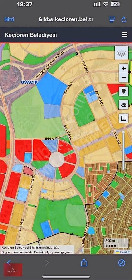 Keçiören Ovacık Satılık Ticari İmarlı Ovacık Kent Meydanında Satılık 200m2 Ticari+konut