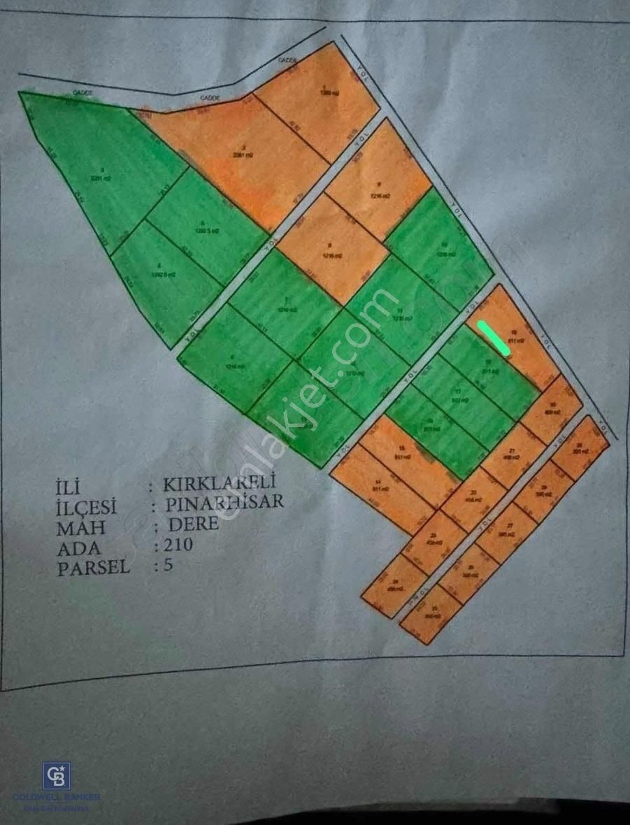 Pınarhisar Dere Satılık Tarla Kırklareli Pınarhisarda Çaplı 815 M2 Yerimiz