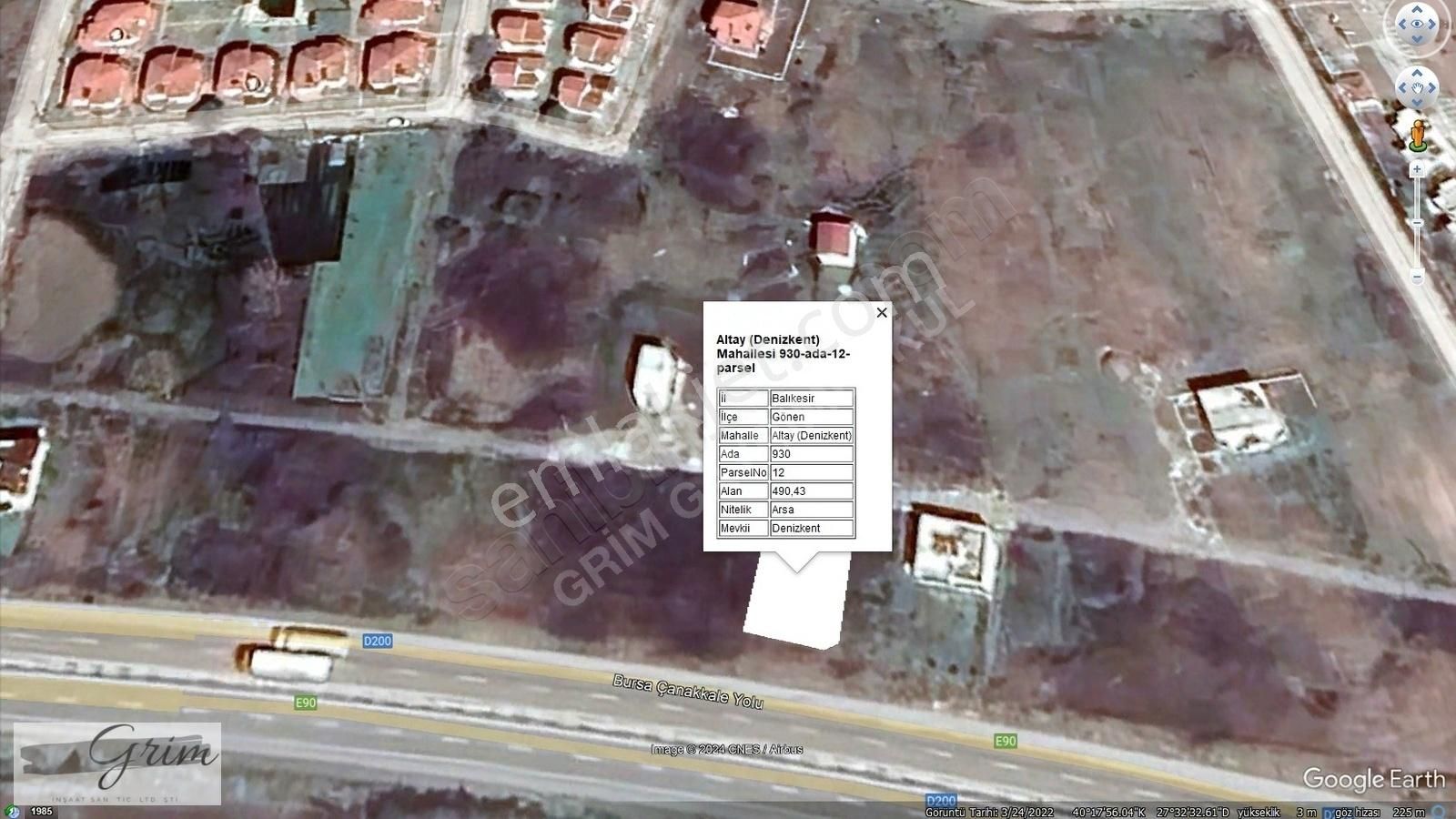 Gönen Kınalar Satılık Villa İmarlı Grim'den Gönen Denizkent'de Villa İmarlı Fırsat Arsa!