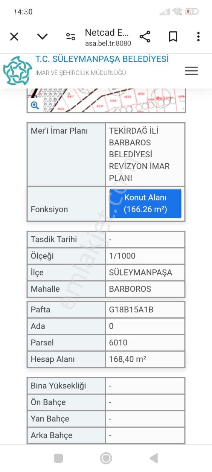 Süleymanpaşa Kumbağ Satılık Konut İmarlı Tekirdağ Kumbağ Konut İmarlı Satılık Arsa