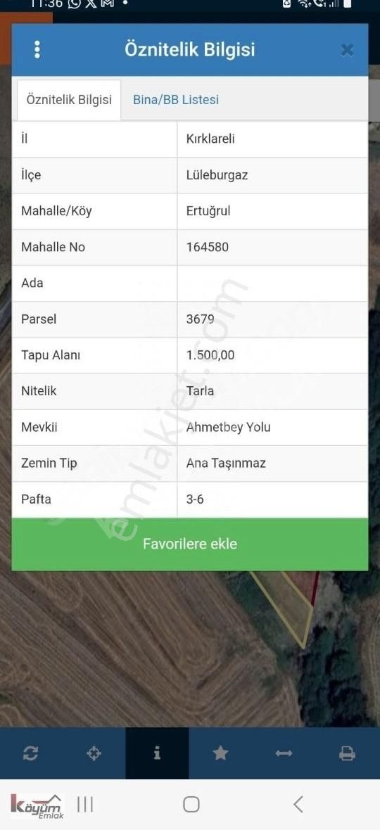 Lüleburgaz Ertuğrul Köyü Satılık Tarla Ertuğrul Köy 1500m.asfalt Cephe Acil Satılık