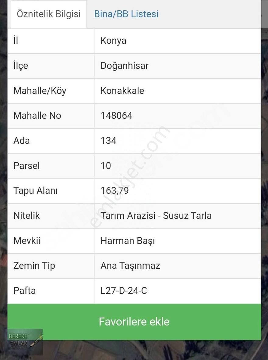 Doğanhisar Konakkale Satılık Tarla Doğanhisar Konakkale De 163 M2 Müstakil Bahçe Telefon Parasına!