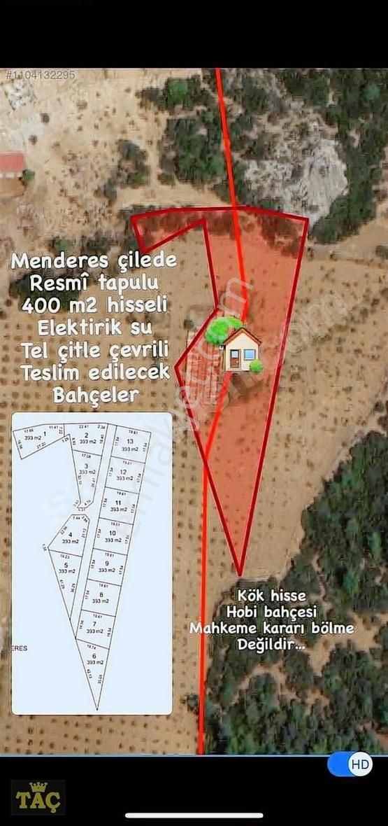 Menderes Çile Satılık Bağ & Bahçe Çile'de 400 M2 Kök Hisse Tapulu Bahçe