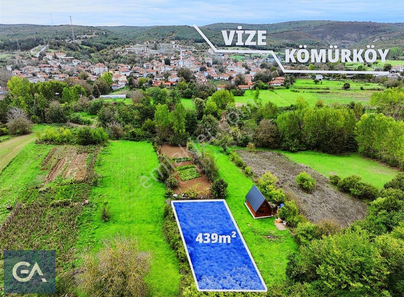 Vize Kömürköy Köyü Satılık Tarla Kırklareli Vize Kömürköy 439 M² Bağ Tapulu