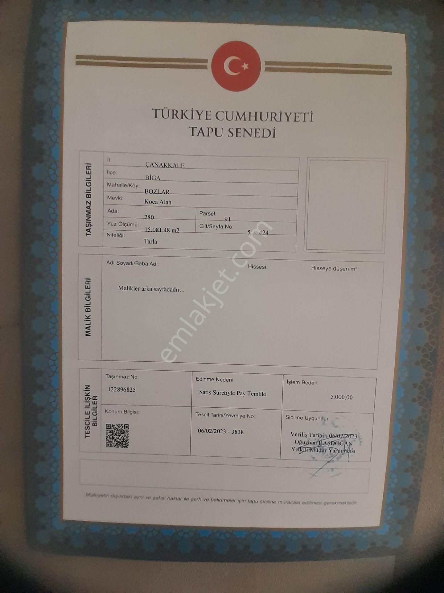 Biga Bozlar Köyü Satılık Tarla Biga Bozlar Köyü Yat Limanı İçinde Tarlalar