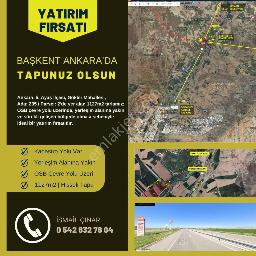 Ankara Ayaş, Gökler Mahallesinde, Satılık Hisseli Tarla Tapusu - Görsel 4