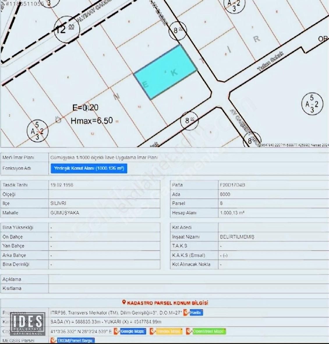 Silivri Gümüşyaka Satılık Villa İmarlı Silivri Gümüşyaka Merkezi Lokasyon Satılık 