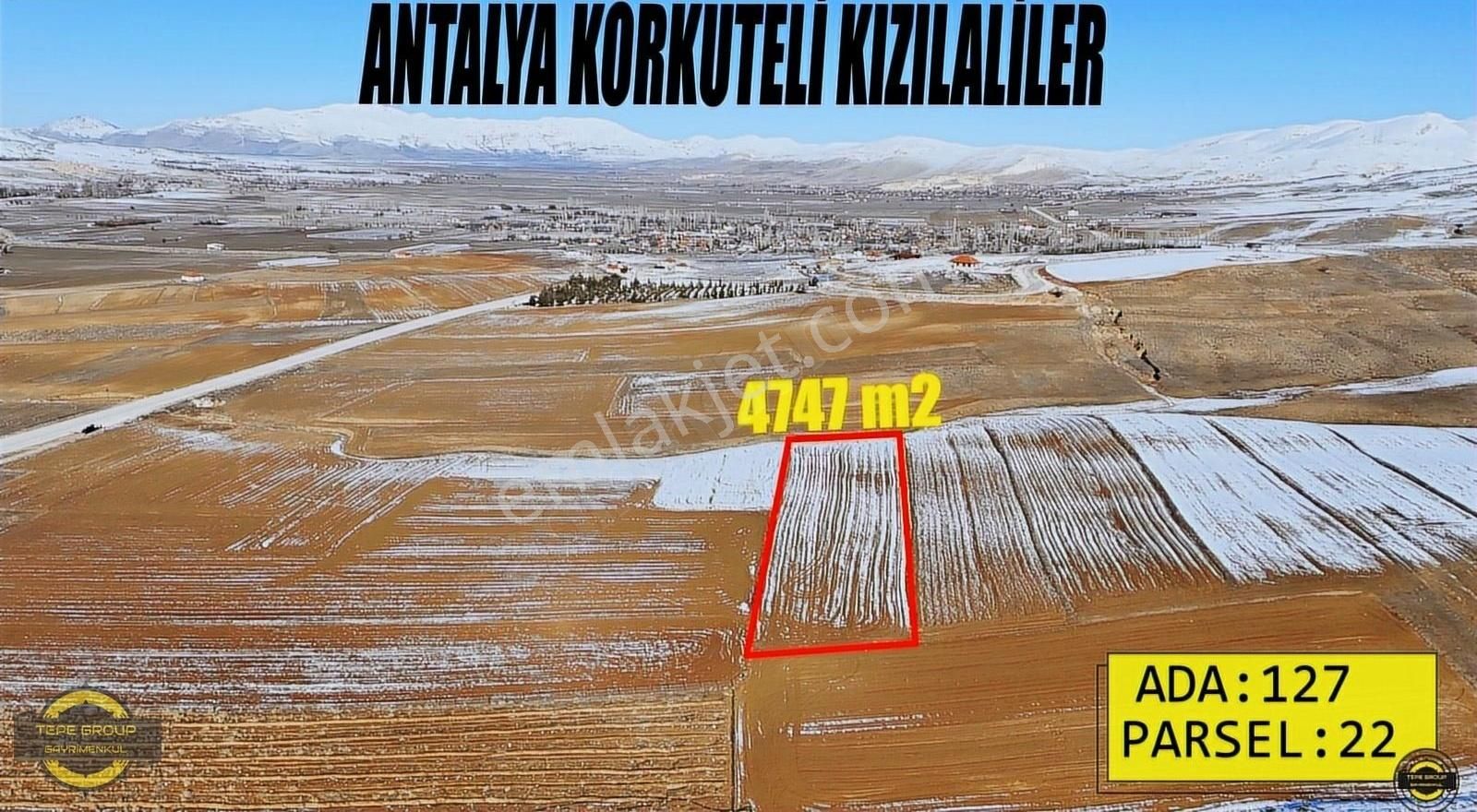 Korkuteli Kızılaliler Satılık Tarla Antalya Korkuteli Kızılalilerde 4747 M2 Tek Tapu Satılık Tarla