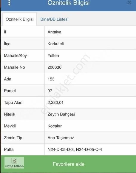 Korkuteli Yelten Satılık Tarla Korkuteli ** Yelten'de 2.230m2 Satılık Zeytin Bahçesi **