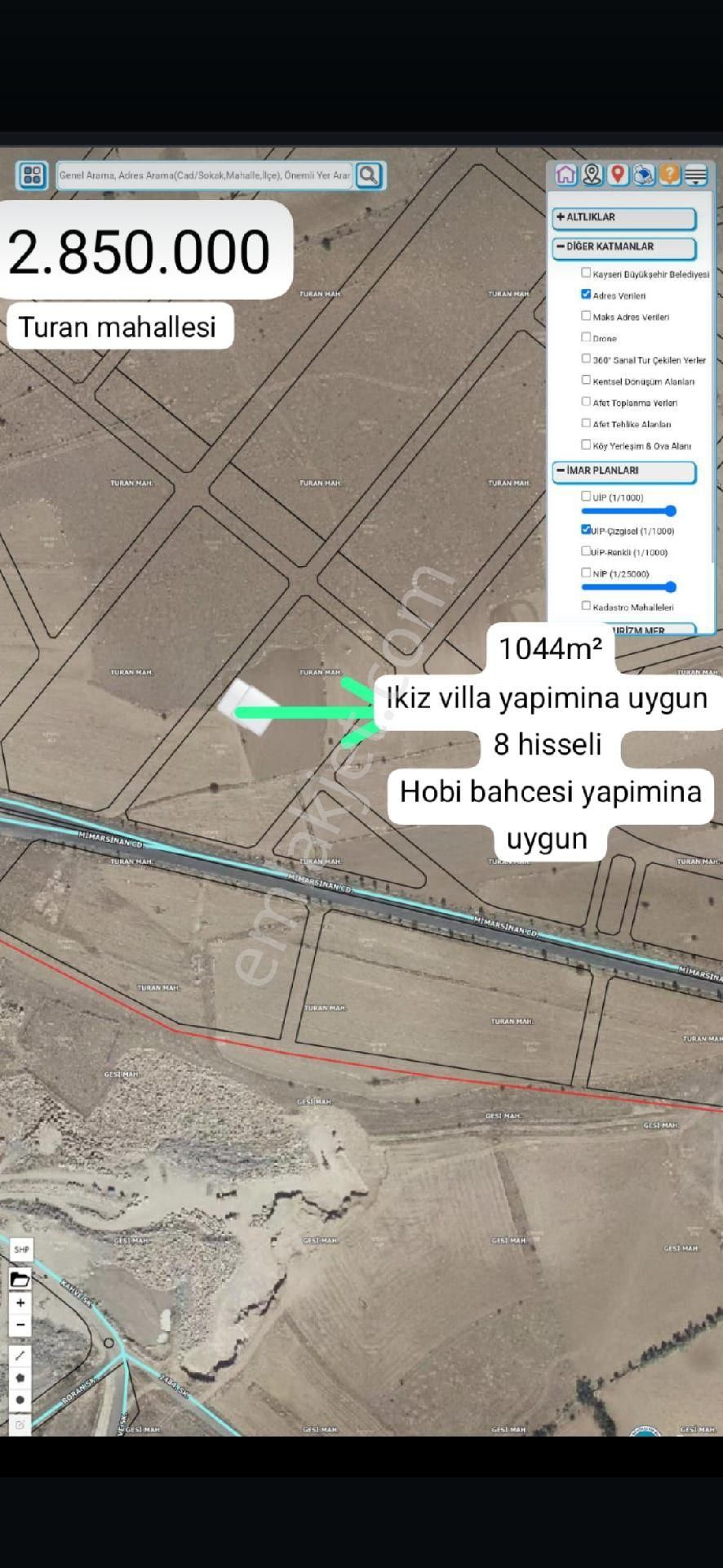 Melikgazi Turan Satılık Konut İmarlı Gesi Turan İmarli