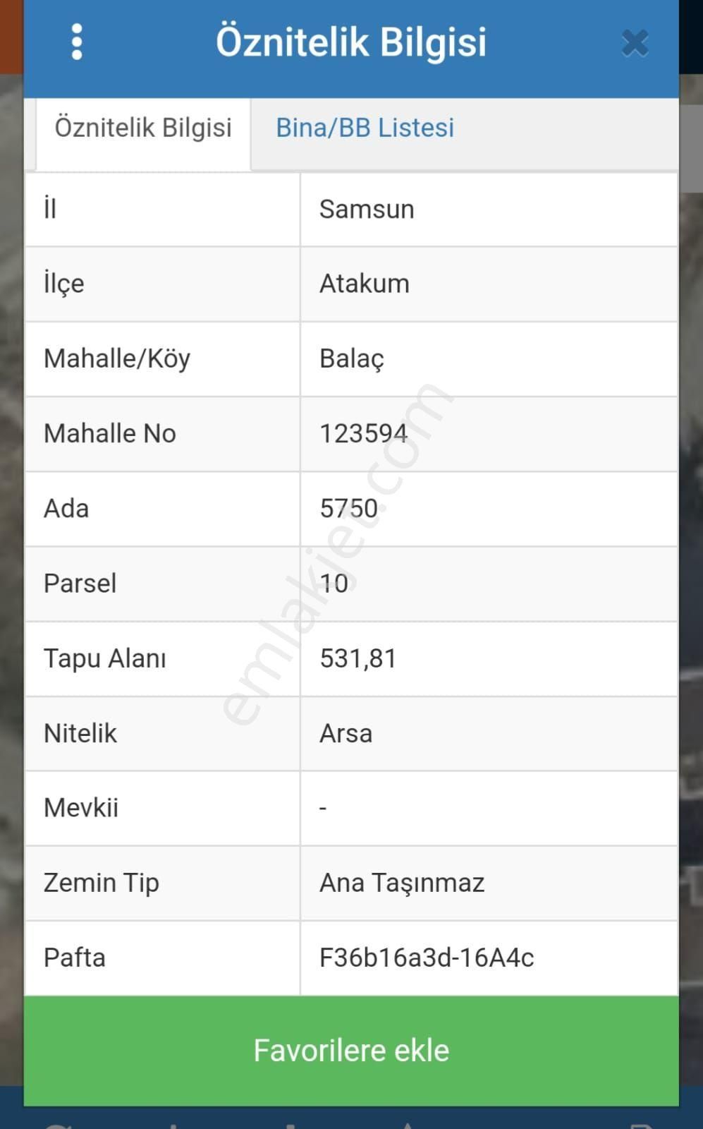 Atakum Balaç Satılık Muhtelif Arsa Rekoor Emlaktan Atakum/balaçta 531 M² Satılık Arsa