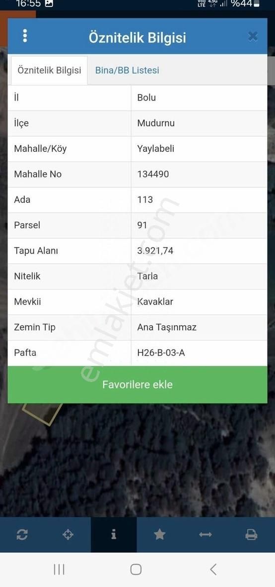 Mudurnu Yaylabeli Köyü (Merkez) Satılık Tarla Bolu Mudurnuda 3921 M2 Yatırımlık Asfalt Yola Sıfır Cepheli