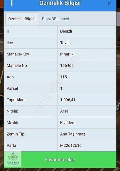 Tavas Pınarlık Satılık Konut İmarlı Tavas Pınarlıkta 1.096 M2 Arsa