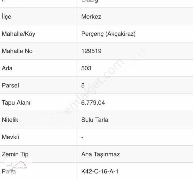 Elazığ Merkez Akçakiraz Bld. (Yeşilyurt) Satılık Tarla Hamle'den Elazığ Havalimanı Yanı Satılık 7 Dönüm Tarla