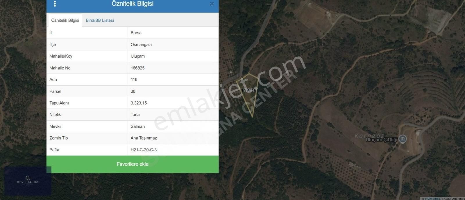 Osmangazi Uluçam Satılık Tarla Magna Centerdan Uluçamda 3.323 M2 Tek Tapu Satılık Tarla