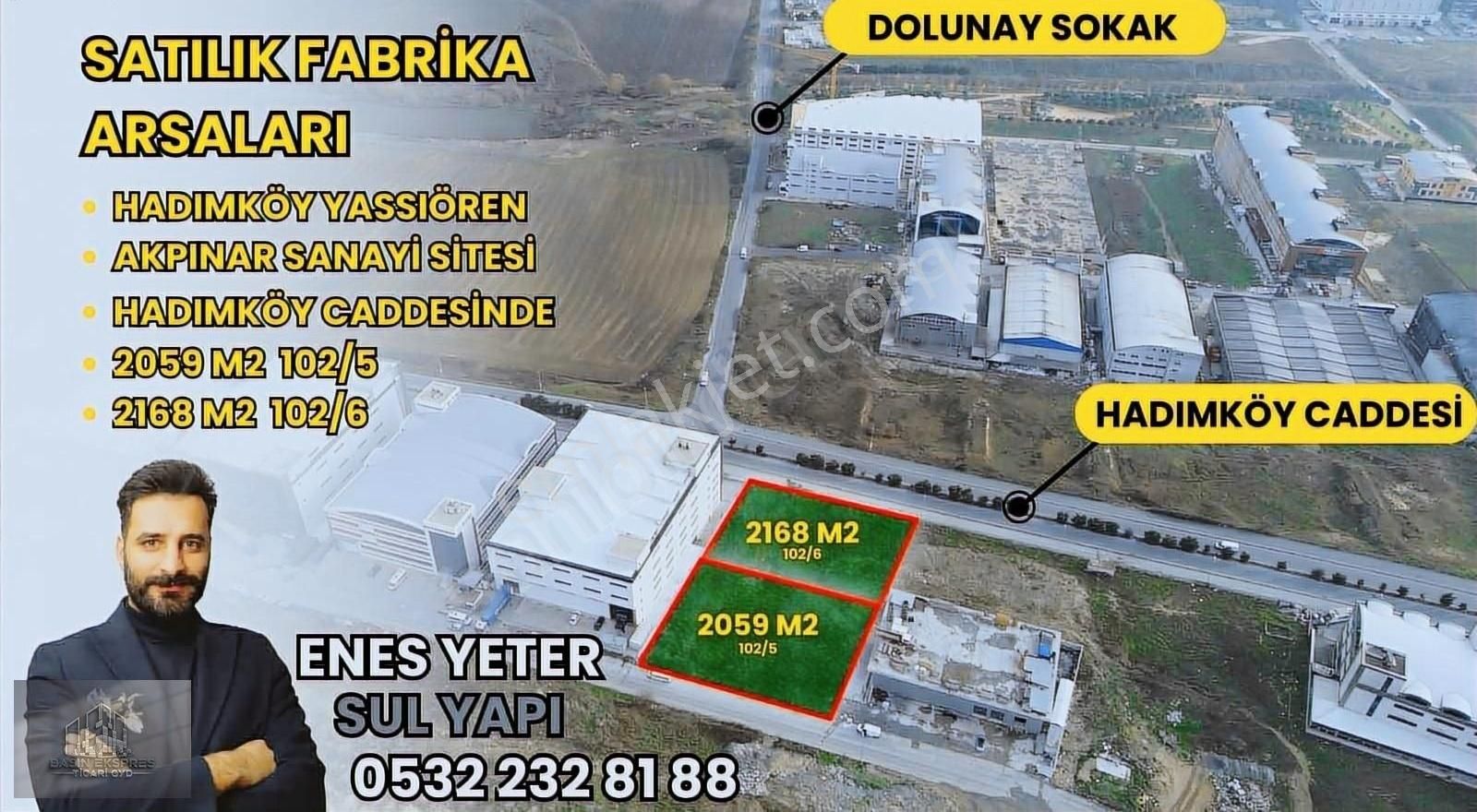 Arnavutköy Yassıören Satılık Sanayi İmarlı Sulyapıdan Akpınar Sanayi Sitesinde Cadde Cepheli 2 Arsa