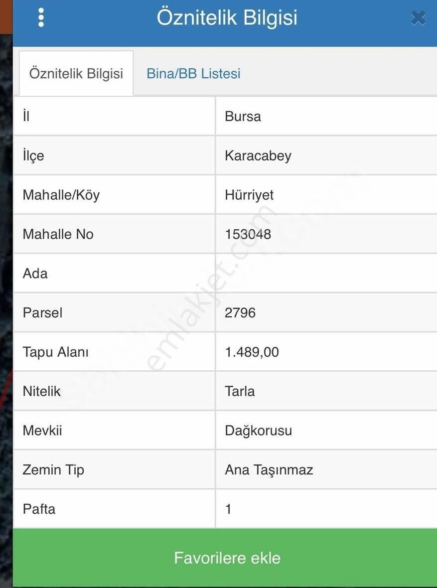 Karacabey Hürriyet Satılık Tarla Bursa Hürıyet Dağkorusu Fırsat Tarla (1489 Metre²)