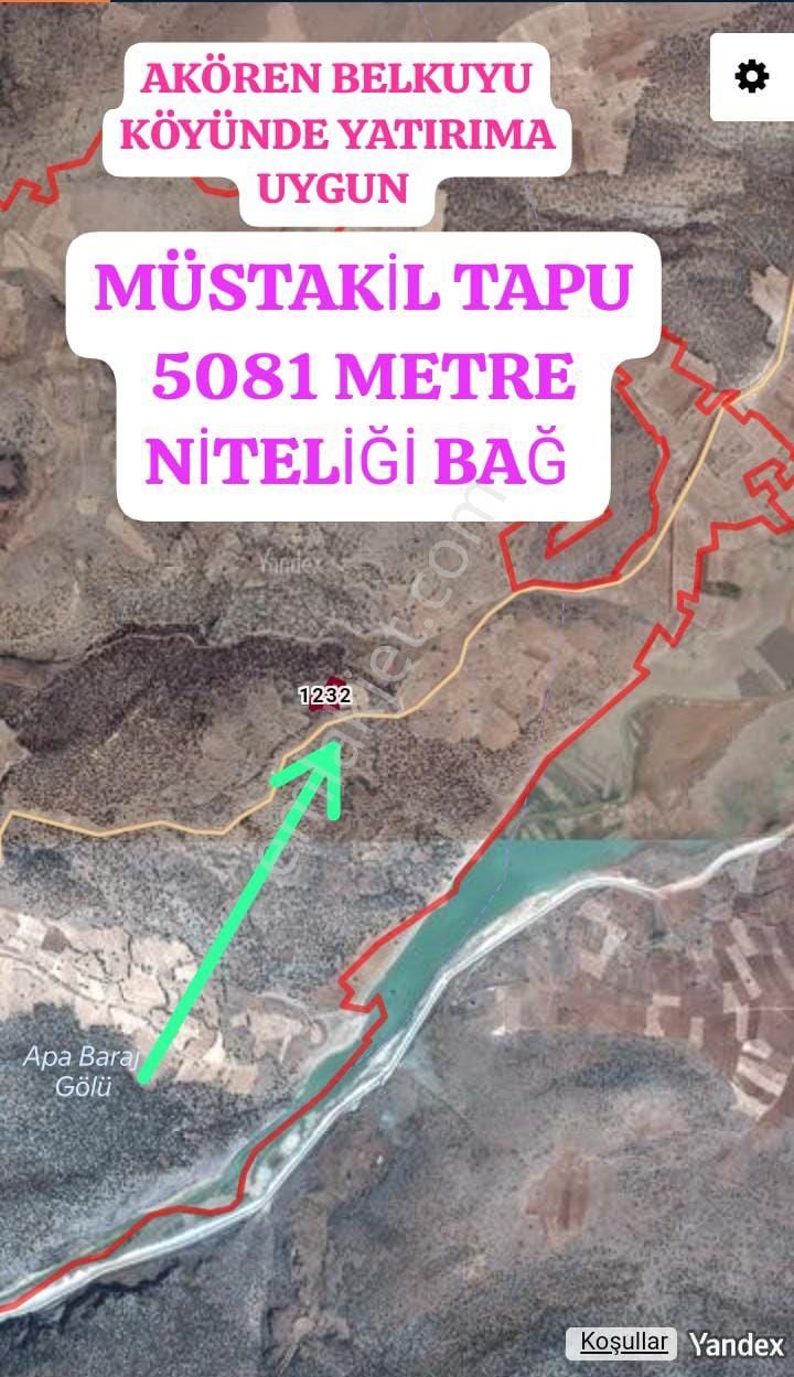 Akören Belkuyu Satılık Tarla Akören Belkuyu Köyünde 5081 Metre Müstakil Tapu Kaçmaz Yerimiz Yatırıma Uygun Bakmadan Geçmeyin