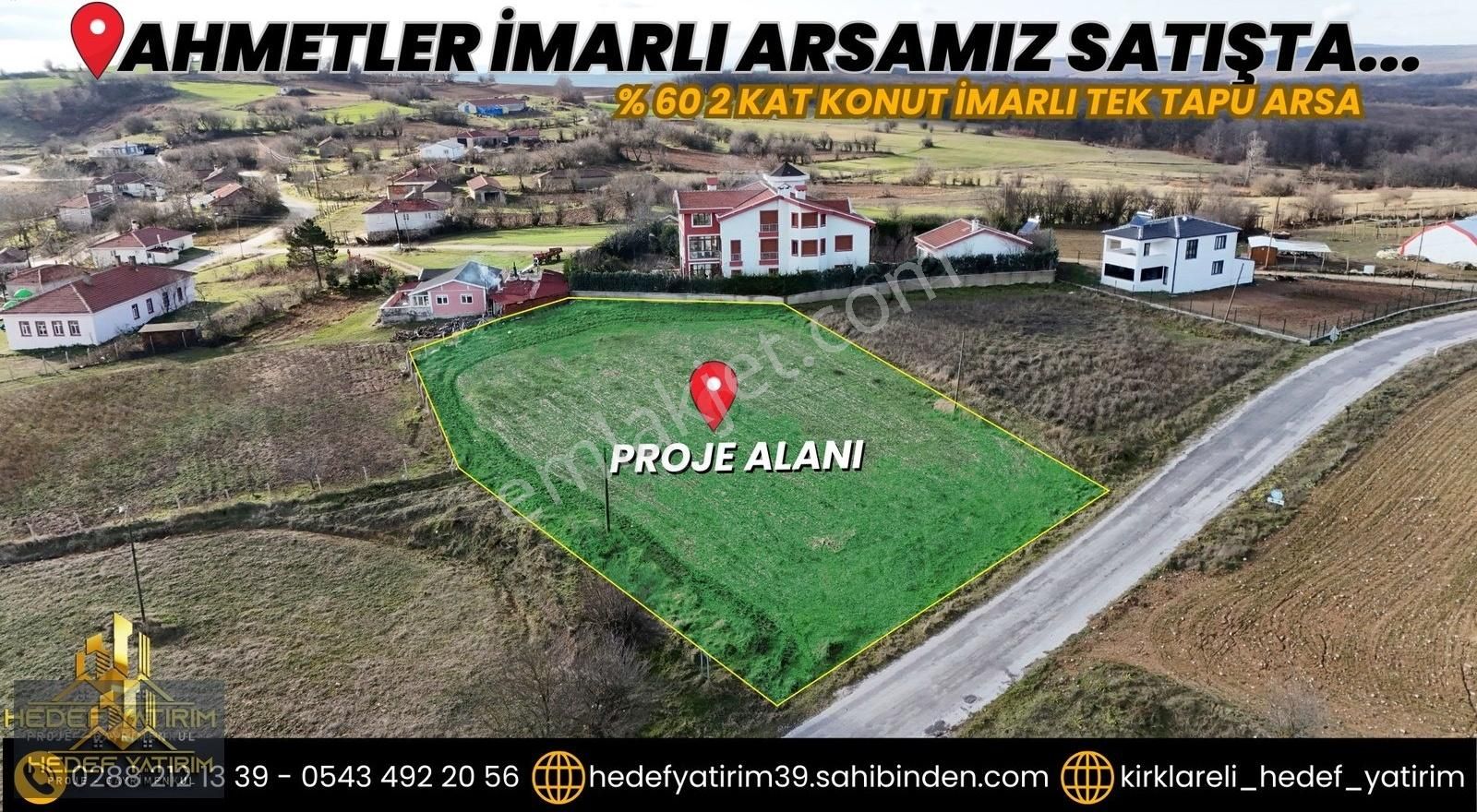 Kofçaz Ahmetler Köyü Satılık Konut İmarlı Asfalt Cepheli Tek Tapu Yeni Projemiz Satışta.