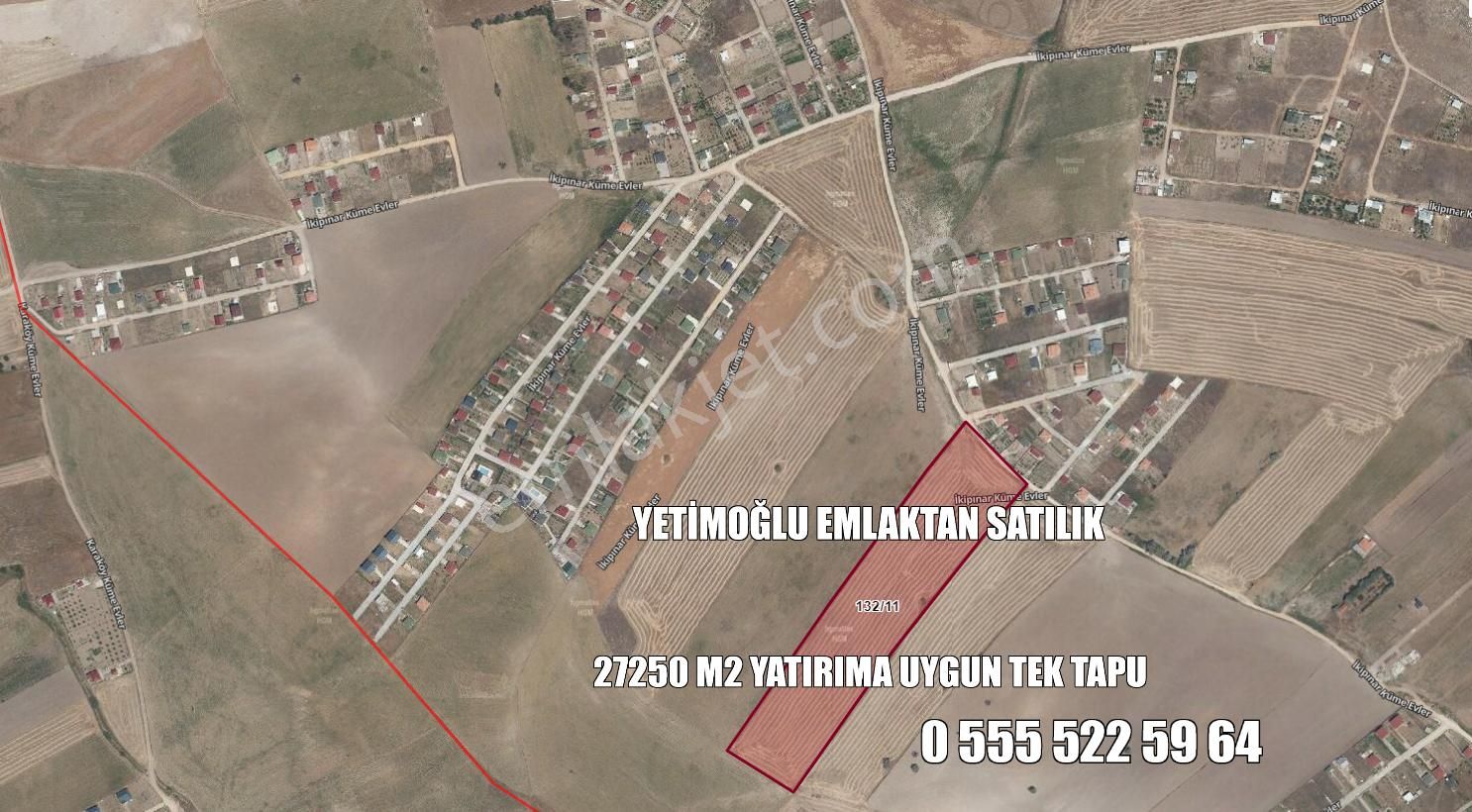 Çubuk İkipınar Satılık Tarla Yetimoğlu Emlak'tan Satılık Tek Tapu Kaçmaz Fırsat