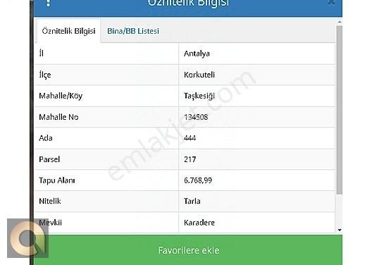 Korkuteli Taşkesiği Satılık Tarla Korkuteli Taşkesiği Takasa Açık 6769m2 Takasa Açık