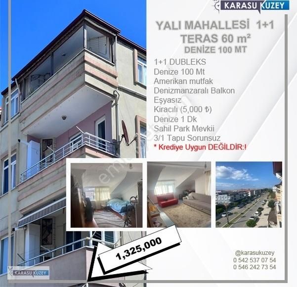 Karasu Yalı Satılık Daire Yalı Mah Denizde 100 Mt 1+1