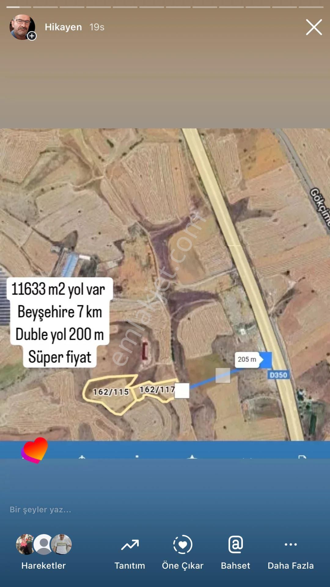 ...beklemede..... Ceylanlar Emlaktan Beyşehir Gökçimen Mah. 11633 M2 Yatırımlık Tarla